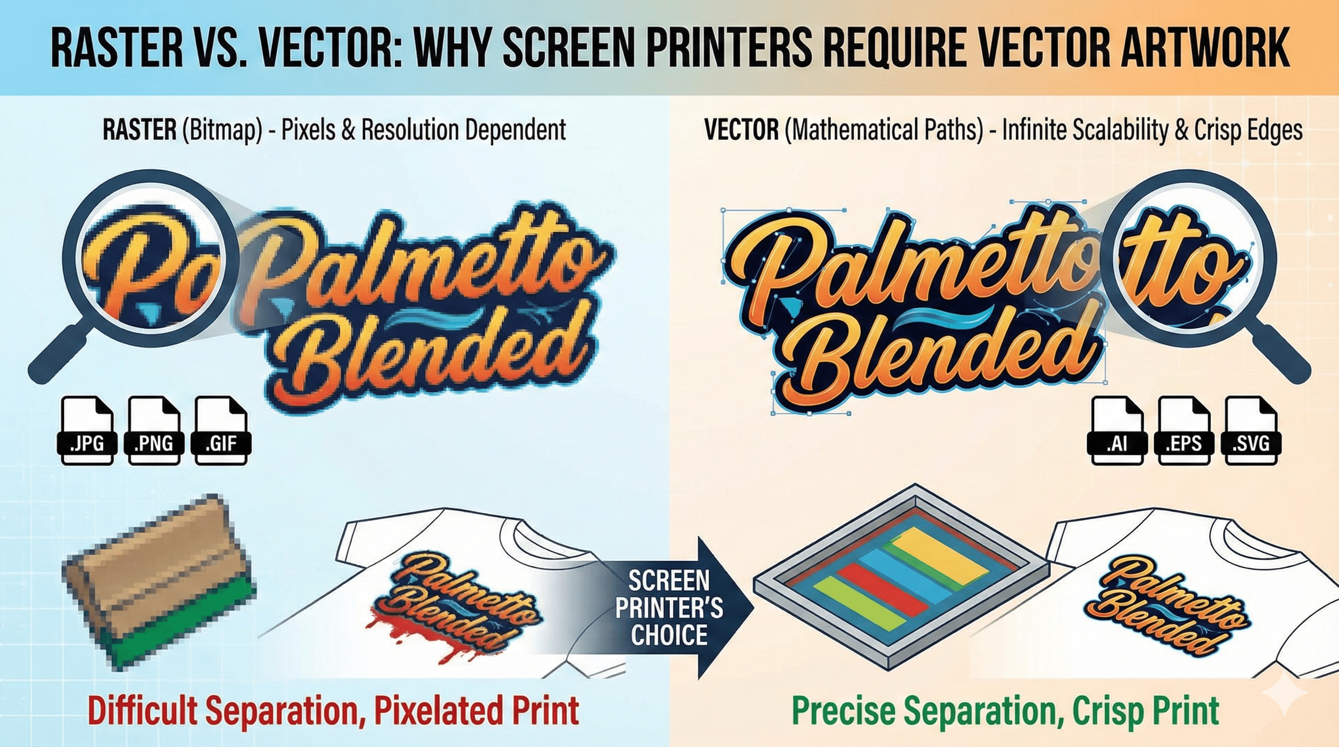 Raster vs. Vector: Why Screen Printers Require Vector Artwork