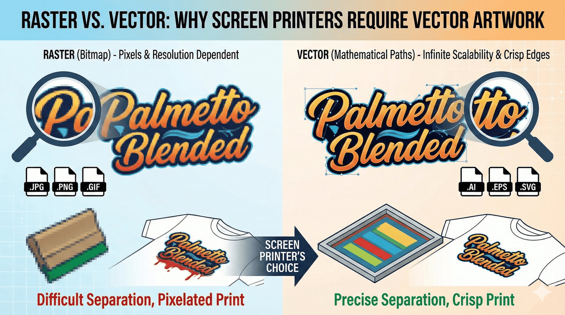 Raster vs. Vector: Why Screen Printers Require Vector Artwork