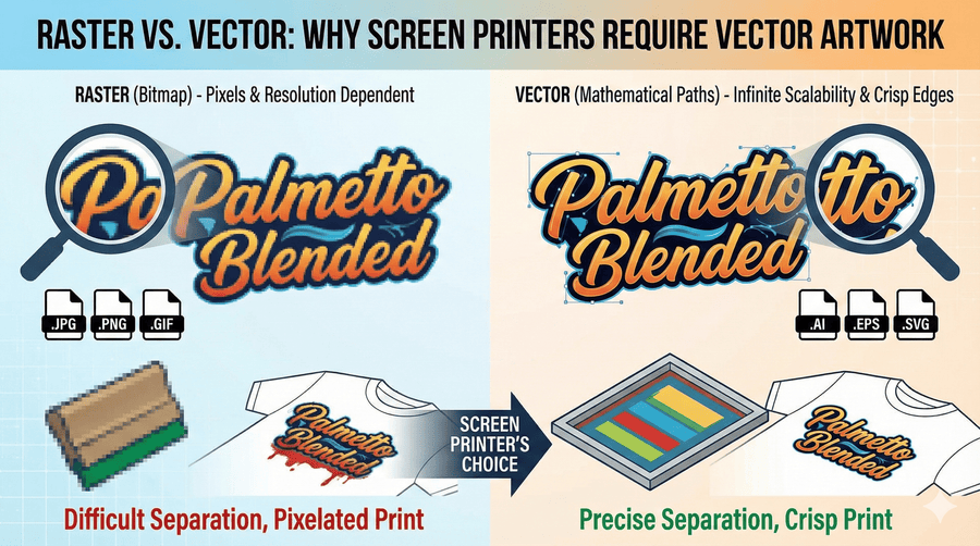 Raster vs. Vector: Why Screen Printers Require Vector Artwork